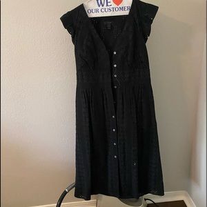 Black eyelet midi dress